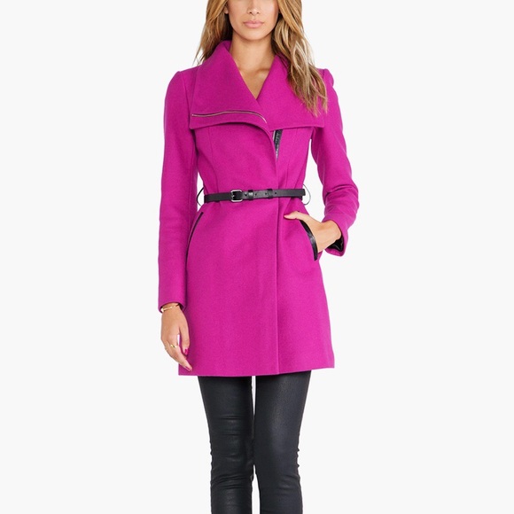 magenta wool coat